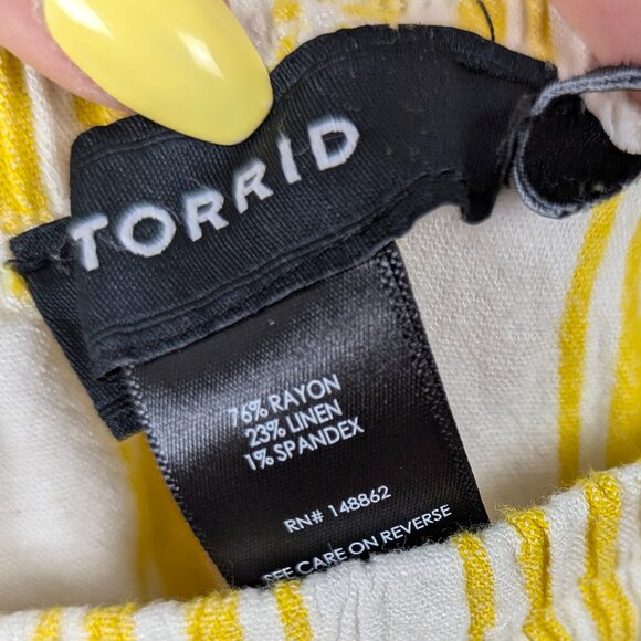 Torrid | Yellow Striped Drawstring Lounge Pants Size 3R - Picture 7 of 9